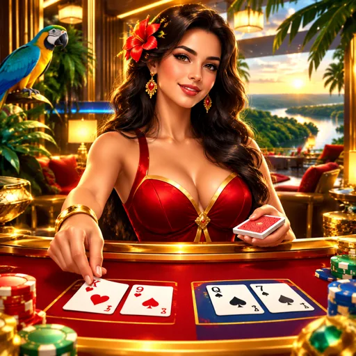 Mesa do Bac Bo com dados em estúdio de cassino ao vivo