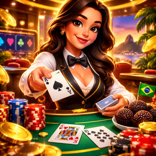 Cartas de blackjack sendo viradas na mesa com fichas ao lado