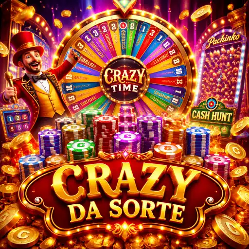 Roda colorida do Crazy Time no estúdio de game show ao vivo