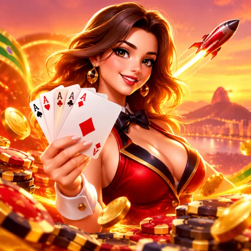 Tela de video pôquer exibindo cinco cartas de um jogo de carta